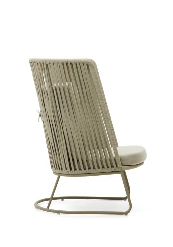 KAVE HOME Saconca utendrs lenestol, med hy ryggsttte - grnt tau og stl