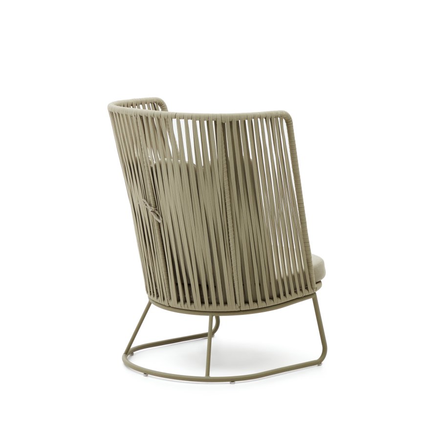 KAVE HOME Saconca utendrs lenestol, med hy ryggsttte - grnt tau og stl