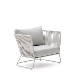 KAVE HOME Saconca udendrs lnestol, m. armln og hynder - tovsnor og grgalvaniseret stl