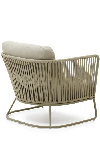 KAVE HOME Saconca utendrs lenestol, med armlener - grnn snor og stl