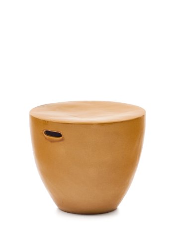 KAVE HOME Mesquida utendrs sidebord, rundt - sennepsfinish keramikk (45)