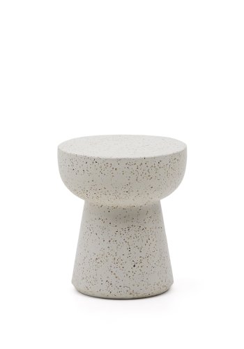 KAVE HOME Pada utendrs sidebord, rundt - hvit terrazzosement (40)