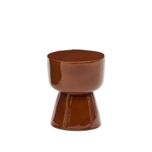 KAVE HOME Mesquida udendrs sidebord, rund - keramik med glaseret terracotta-finish (35)