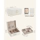 SONGMICS Joyero de 2 capas, organisator de joyas con asa, bandeja extra&iacute;ble para joyas, arma&ccedil;&atilde;o de joyas, efecto flotante, 8,1 x 9,4 x 4,3 inger, gaveide, regalos de Navidad, fargen blanco JBC165W01