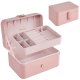 SONGMICS smykkeskrin, reisesmykkeetui, 2-lags smykkeholderorganisator, b�rbar og allsidig �redobboppbevaring, for st�rre tilbeh�r, gel&eacute;rosa UJBC166R01