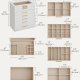 SONGMICS smykkeskrin med glasslokk, 6-lags smykkeoppbevaring, med 5 skuffer, moderne stil, 16,3 x 25,1 x 29 cm, skyhvit og gullfarge UJBC171W01