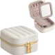 SONGMICS HOME ANAH Collection JBC179W01 Reise-smykkeetui, liten organizer med speil, 10,5 x 10,5 x 6,3 cm, sydd PU-overflate, b�rbar, glidel�ser, gaveide,