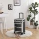 SONGMICS L�sbar Makeup-kasse, Rullende Kosmetik-sk�nhedsvogn, til Professionel Makeup Artist, Sk�nhedsstudio, Negletekniker, ABS, Aluminium, 34 x 27 x 57 cm, Sort JHZ08BK