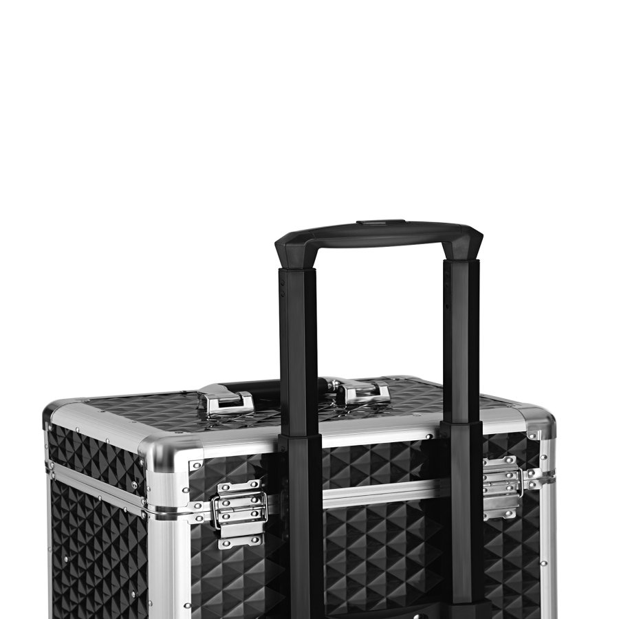 SONGMICS L�sbar Makeup-kasse, Rullende Kosmetik-sk�nhedsvogn, til Professionel Makeup Artist, Sk�nhedsstudio, Negletekniker, ABS, Aluminium, 34 x 27 x 57 cm, Sort JHZ08BK
