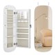 SONGMICS Spejl med Opbevaring, LED Spejl Smykkeskab V�g-/D�rmonteret, L�sbart Afrundet Bredt Spejlskab, med Indvendigt Spejl, 10 x 42 x 108 cm, Hvid Overflade med Gr� Foring JJC026W01