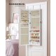SONGMICS Smykkeskab, Afl�selig V�gmonteret Opbevaringsenhed til Halsk�der og �reringe, med Spejl og Diverse Rum, Hvid med Tr�struktur og Beige JJC093W01