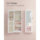 SONGMICS Smykkeskab, Afl�selig V�gmonteret Opbevaringsenhed til Halsk�der og �reringe, med Spejl og Diverse Rum, Hvid med Tr�struktur og Beige JJC093W01