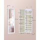 SONGMICS Smykkeskab, Afl�selig V�gmonteret Opbevaringsenhed til Halsk�der og �reringe, med Spejl og Diverse Rum, Hvid med Tr�struktur og Beige JJC093W01