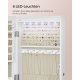 SONGMICS Smykkeskab, Afl�selig V�gmonteret Opbevaringsenhed til Halsk�der og �reringe, med Spejl og Diverse Rum, Hvid med Tr�struktur og Beige JJC093W01