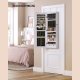 SONGMICS Rammel�st smykkeskap med speil, smykkeorganisator med 6 LED-lys, vegghengt eller d�rmontert, stor kapasitet med 2 skuffer, hvit JJC99WT
