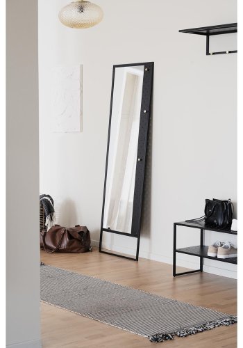 ROWICO Malone Golvspegel, med Guldknoppar - Spegelglas och Svart Metall (53 x 170 cm)