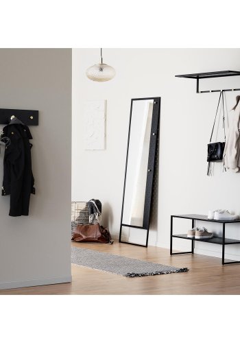 ROWICO Malone Golvspegel, med Guldknoppar - Spegelglas och Svart Metall (53 x 170 cm)