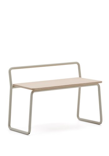 KAVE HOME Barnebenk i tinn, m. ryggsttte - finér i naturlig ask og beige metall (76x35)
