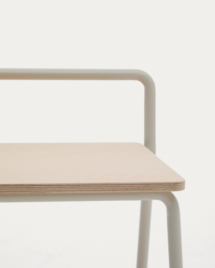 KAVE HOME Barnebenk i tinn, m. ryggsttte - finér i naturlig ask og beige metall (76x35)