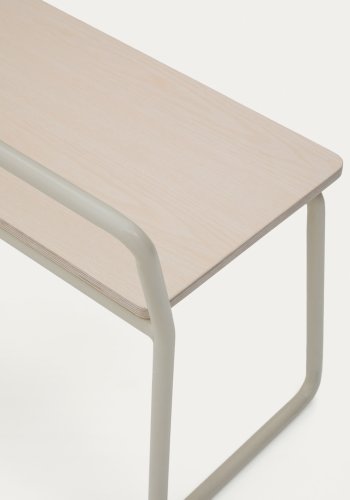 KAVE HOME Barnebenk i tinn, m. ryggsttte - finér i naturlig ask og beige metall (76x35)