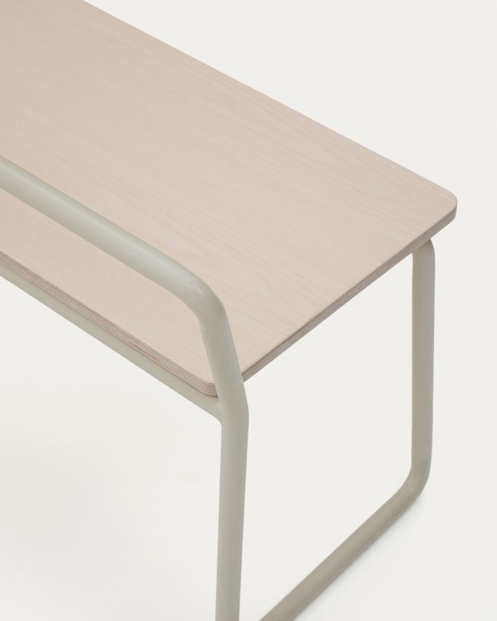 KAVE HOME Barnebenk i tinn, m. ryggsttte - finér i naturlig ask og beige metall (76x35)