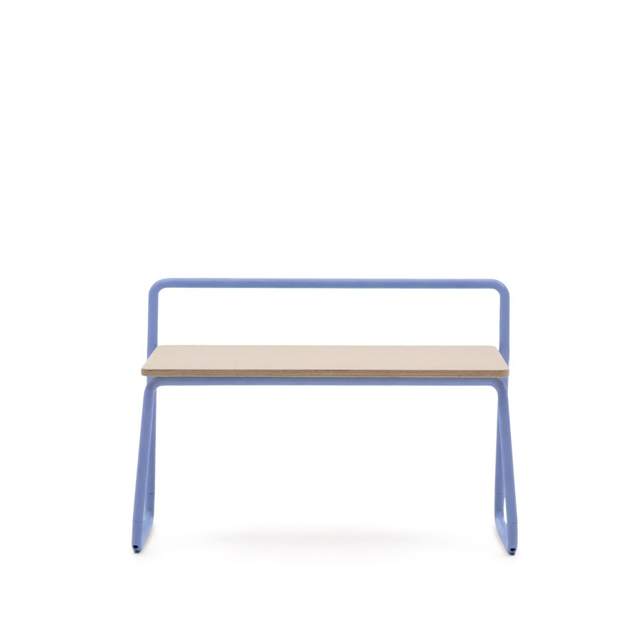 KAVE HOME Barnebenk i tinn, m. ryggsttte - finér i naturlig ask og bltt metall (76x35)
