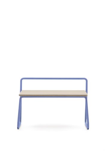 KAVE HOME Barnebenk i tinn, m. ryggsttte - finér i naturlig ask og bltt metall (76x35)