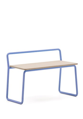 KAVE HOME Barnebenk i tinn, m. ryggsttte - finér i naturlig ask og bltt metall (76x35)