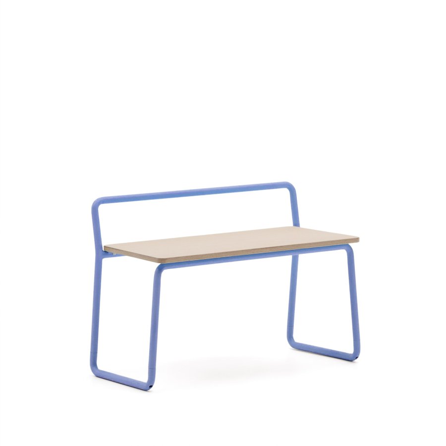 KAVE HOME Barnebenk i tinn, m. ryggsttte - finér i naturlig ask og bltt metall (76x35)