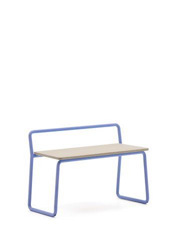 KAVE HOME Barnebenk i tinn, m. ryggsttte - finér i naturlig ask og bltt metall (76x35)