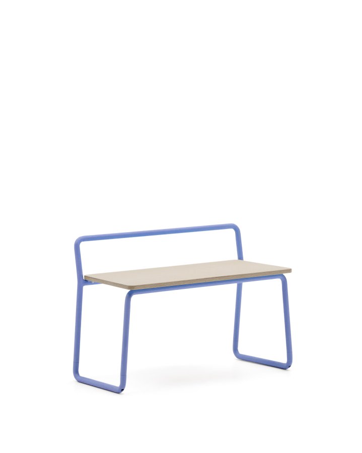 KAVE HOME Barnebenk i tinn, m. ryggsttte - finér i naturlig ask og bltt metall (76x35)