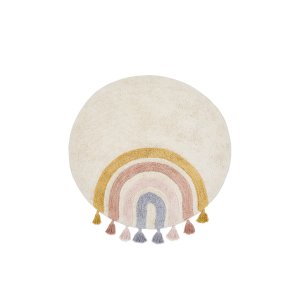 KAVE HOME Tadea gulvt�ppe til b�rn, rund - multifarvet regnbue bomuld (�100)