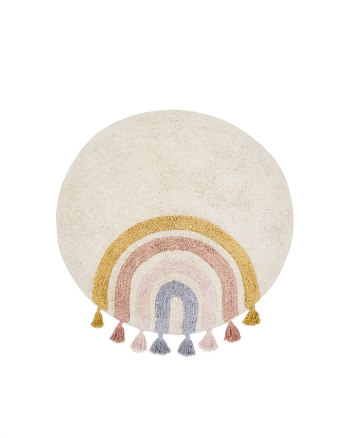 KAVE HOME Tadea gulvt�ppe til b�rn, rund - multifarvet regnbue bomuld (�100)