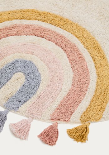 KAVE HOME Tadea gulvt�ppe til b�rn, rund - multifarvet regnbue bomuld (�100)