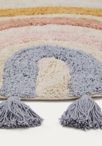 KAVE HOME Tadea gulvt�ppe til b�rn, rund - multifarvet regnbue bomuld (�100)