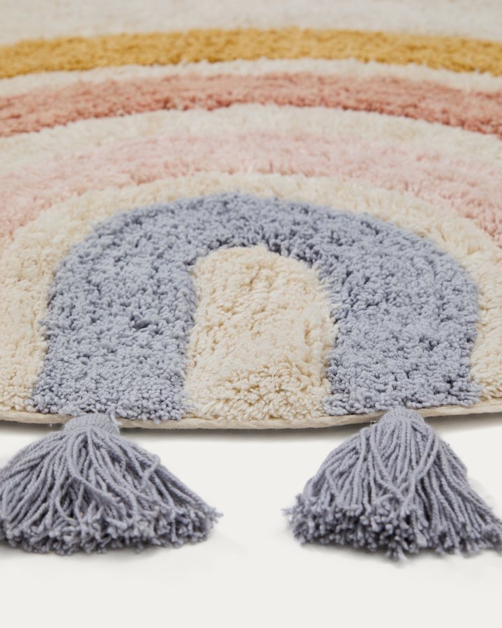 KAVE HOME Tadea gulvt�ppe til b�rn, rund - multifarvet regnbue bomuld (�100)