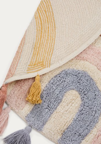 KAVE HOME Tadea gulvt�ppe til b�rn, rund - multifarvet regnbue bomuld (�100)