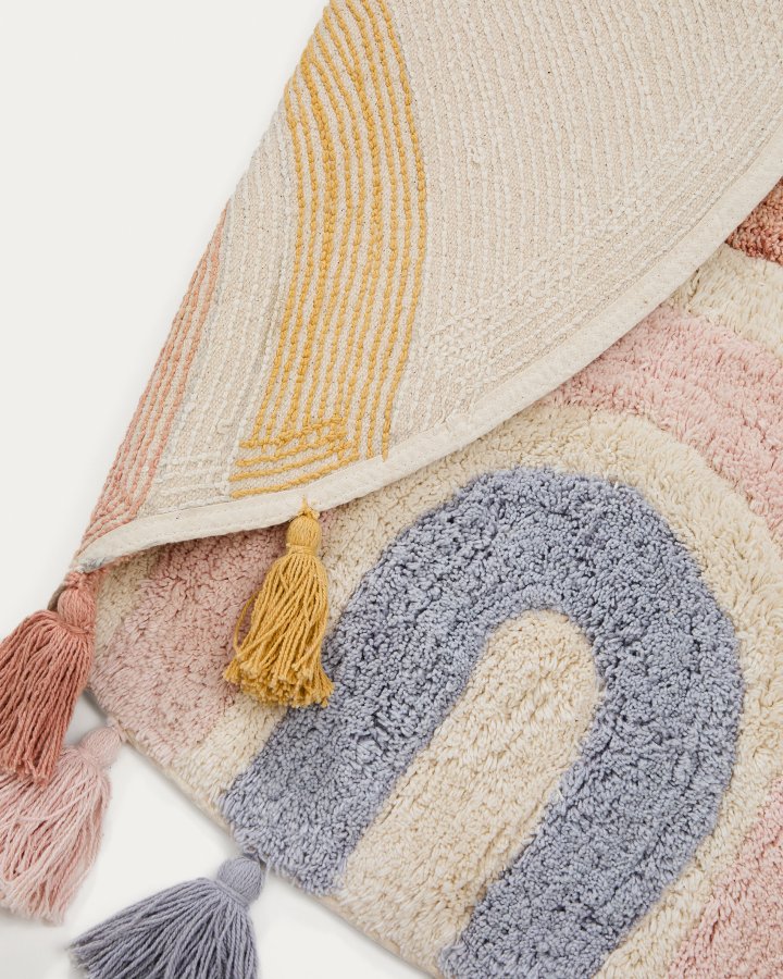 KAVE HOME Tadea gulvt�ppe til b�rn, rund - multifarvet regnbue bomuld (�100)