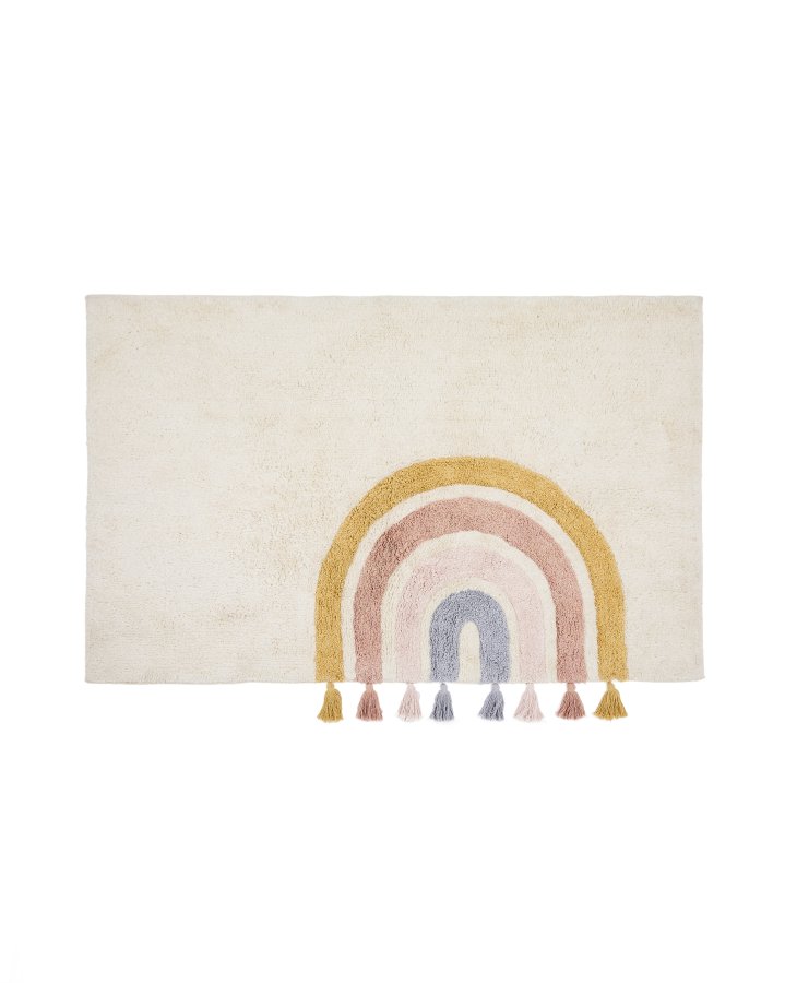 KAVE HOME Tadea gulvt�ppe til b�rn, rektangul�r - multifarvet regnbue bomuld (90x150)