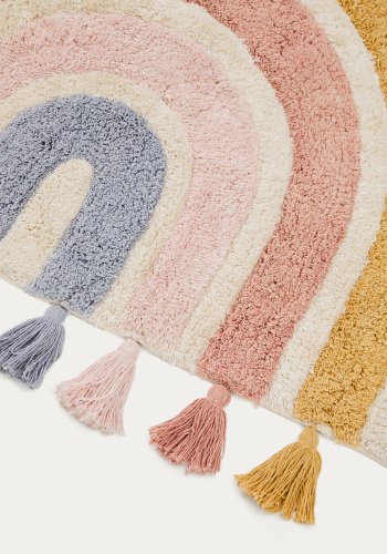 KAVE HOME Tadea gulvt�ppe til b�rn, rektangul�r - multifarvet regnbue bomuld (90x150)