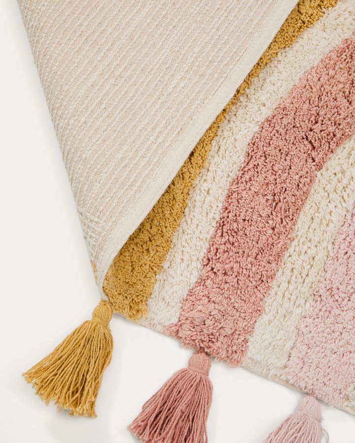 KAVE HOME Tadea gulvt�ppe til b�rn, rektangul�r - multifarvet regnbue bomuld (90x150)