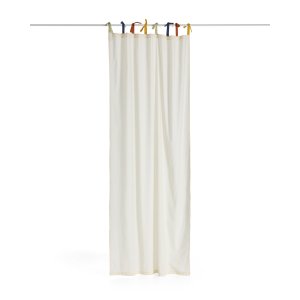 KAVE HOME Zelda gardin, m. multifarvede b�nd - hvid bomuld (135x270)