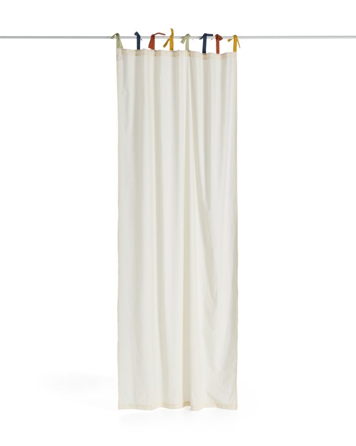 KAVE HOME Zelda gardin, m. multifarvede b�nd - hvid bomuld (135x270)