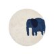 KAVE HOME Tandani gulvt�ppe til b�rn, rund - beige bomuld med bl� elefant (�100)