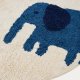 KAVE HOME Tandani gulvt�ppe til b�rn, rund - beige bomuld med bl� elefant (�100)