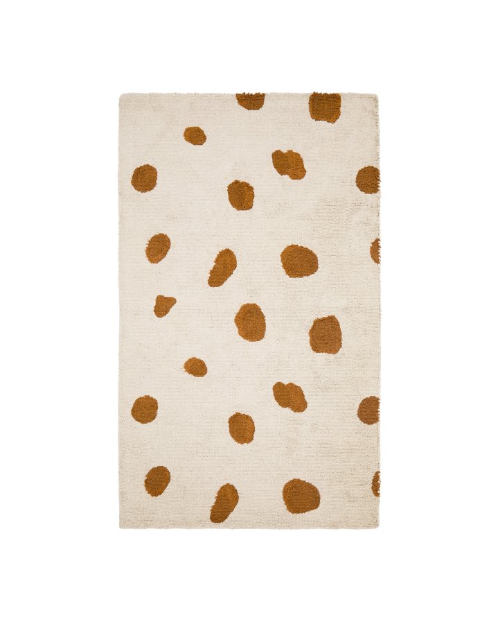 KAVE HOME Tandani gulvt�ppe til b�rn, rektangul�r - beige bomuld orange gepardm�nster (90x150)