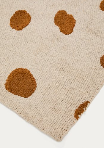KAVE HOME Tandani gulvt�ppe til b�rn, rektangul�r - beige bomuld orange gepardm�nster (90x150)