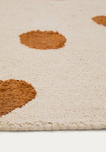 KAVE HOME Tandani gulvt�ppe til b�rn, rektangul�r - beige bomuld orange gepardm�nster (90x150)