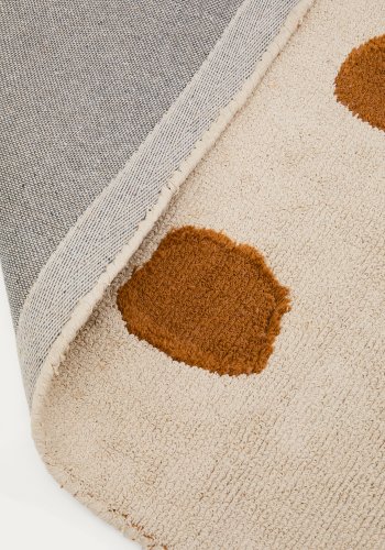 KAVE HOME Tandani gulvt�ppe til b�rn, rektangul�r - beige bomuld orange gepardm�nster (90x150)