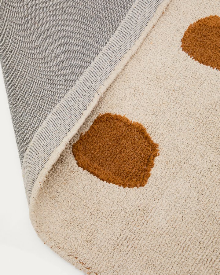 KAVE HOME Tandani gulvt�ppe til b�rn, rektangul�r - beige bomuld orange gepardm�nster (90x150)
